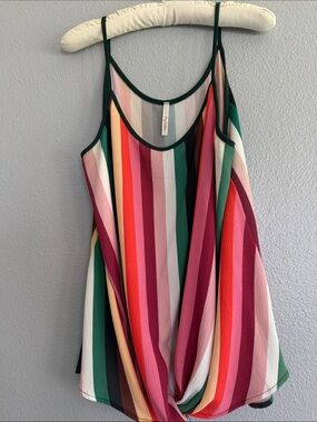 My Story Multicolor Striped Twist Front Cami Tank Top Size Medium